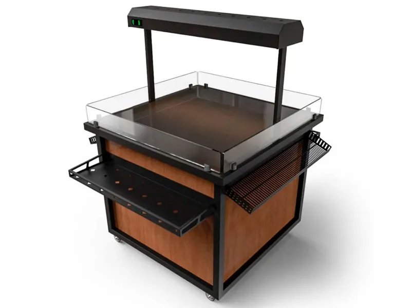 Mesa expositora com aquecimento 